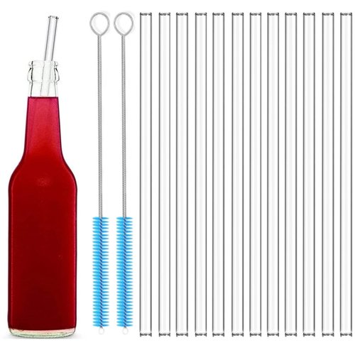 Extra Wide 12mm Glass Straws - 12 Inch Reusable Straws for 40oz Tumblers, Borosilicate Drinking Straws for Smoothies & Thick Drinks, Shatter Resistant, BPA Free, Clear