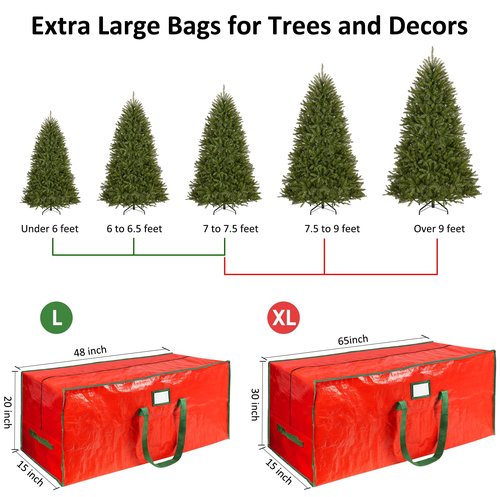 FUCDTEFC 9 Ft Christmas Tree Storage Bag, Large Heavy Duty Artificial Tree Bag with Reinforced Handles and Dual Zippers, Extra Large Waterproof Durable Storage Container for Xmas Trees (Red)