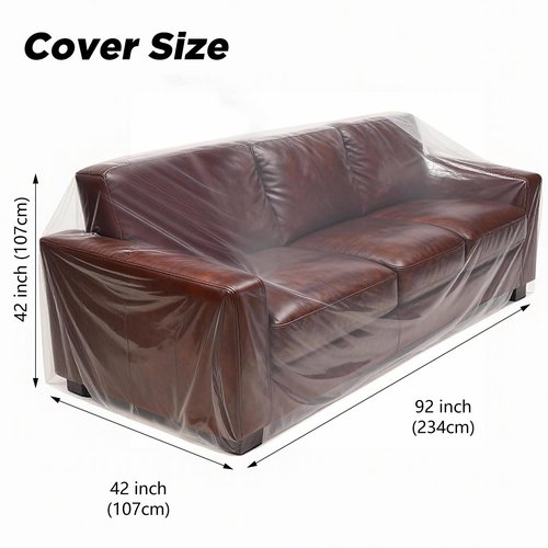 Lanboon Plastic Couch Cover Furniture Cover with Elastic Band, Clear Sofa Cover Protector for Moving and Storage, Waterproof & Dustproof Moving Bags for Couch Slipcover 92W x 42D x 42H Inches (Sofa)