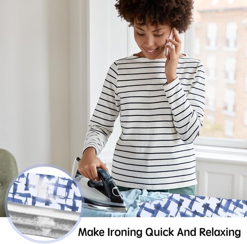 Ironing Board Cover by [Brand Name] - Stain Resistant & Durable 15 x 54 with Thick Padding, Blue Brushstrokes