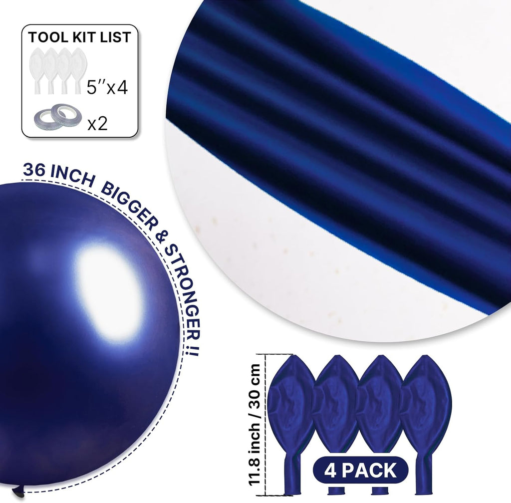 PartyWoo Navy Blue Balloons - 36 Inch Matte Helium Latex for Graduation & Birthday Celebrations