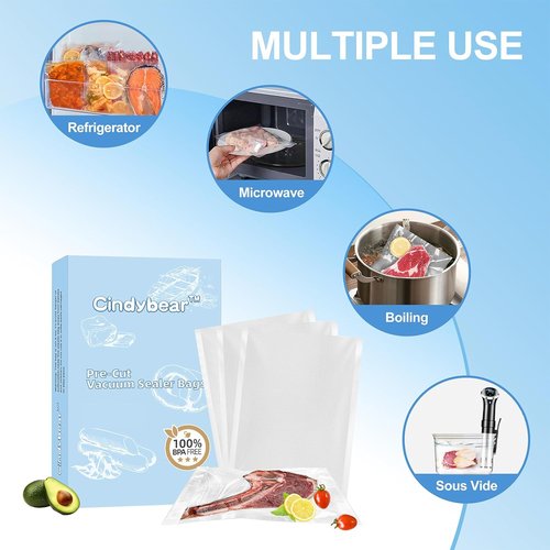 FoodSaver Vacuum Sealer Bags - 100 Pre-Cut 8 x 12 Inch BPA-Free Heavy Duty Storage Bags