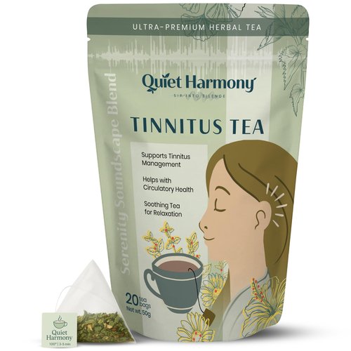Quiet Harmony Tinnitus Tea – Herbal Support for Ringing Ears, Circulation & Calm | Ultra-Premium Caffeine-Free Tea with Ginkgo, Rooibos & Lemon Balm | 20 Pyramid Bags