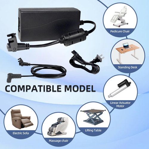Universal Power Supply for Lounge Chairs for Lift Chair, Recliner Sofa, Recliner Couch, with Extension L Shape Cable Cord 29V2A Recliner Power Supply Compatible with Most Makes & ModelsZB-H290020A-C