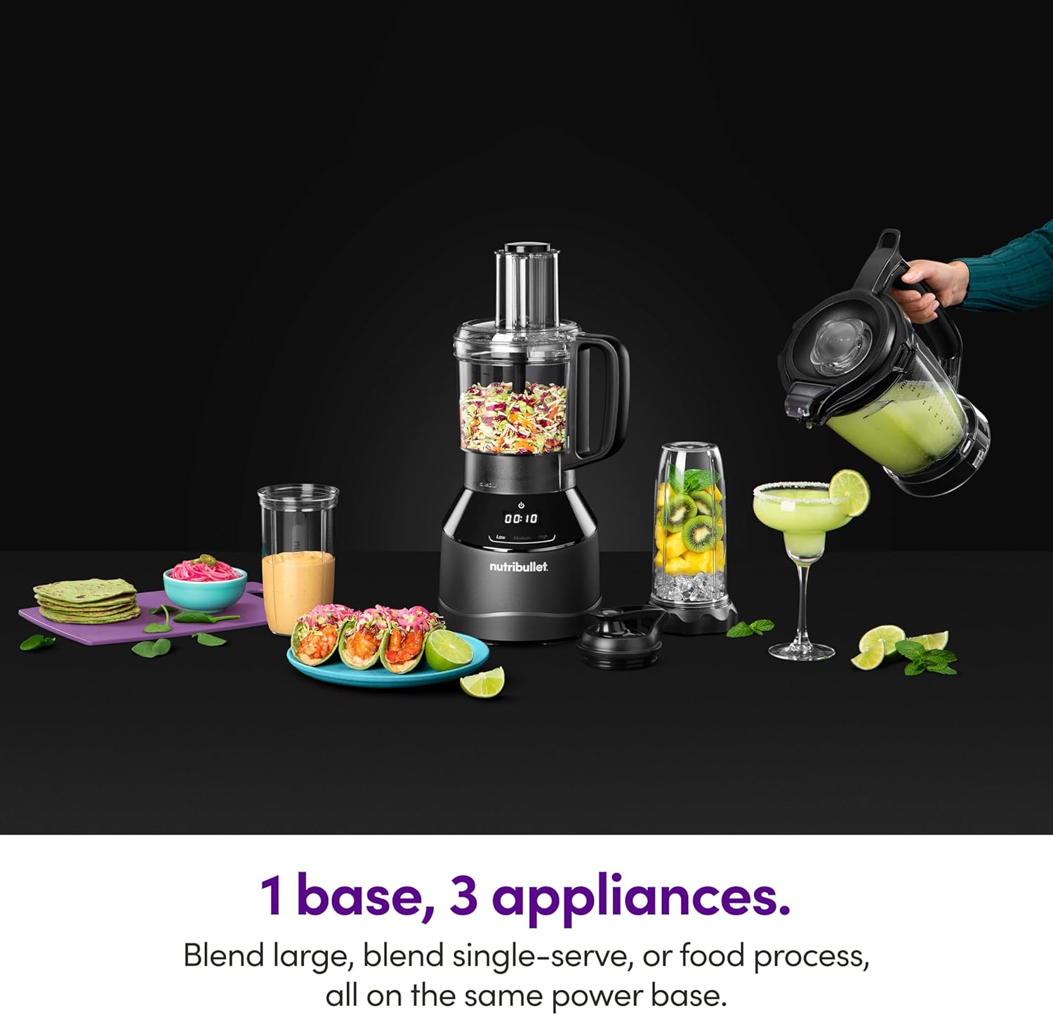 Nutribullet Triple Prep System - Versatile Kitchen Blender with 3 Containers | Black