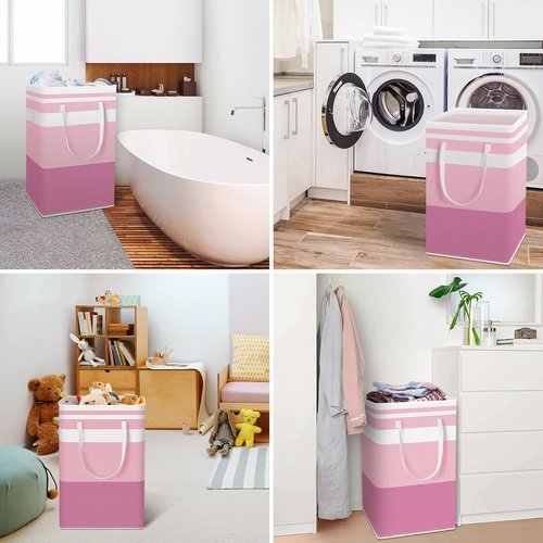 HomeHacks Large Waterproof Laundry Baskets - Collapsible Hampers with Reinforced Handles | Pink, 88L Each
