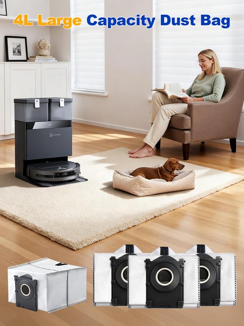 Reusable Dust Bags Compatiable with ECOVACS DEEBOT X9 PRO OMNI/ X8 PRO OMNI /T80 OMNI/T50 OMNI/T50 PRO OMNI/T50 PRO MAX Robot Vacuum, 3 Pack