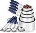 U-Taste Measuring Cups Set - Food Grade 18/8 Stainless Steel with Upgraded Handle | 10-Piece Midnight Blue