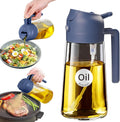 YARRAMATE Glass Olive Oil Sprayer - 16oz Premium Food Grade Dispenser for Cooking & BBQ (Navy)