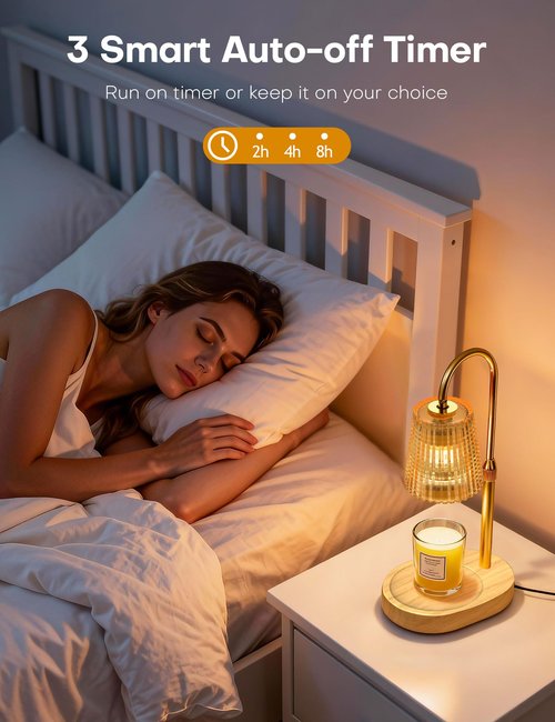 YCCZSZO Candle Warmer Lamp with Timer Dimmer Adjustable Height, Electric Wax Melts Warmer for Jar Candles, Birthday Christmas House Warming Gifts for Women Mom, New Home Bedroom Decor with 2 Bulbs