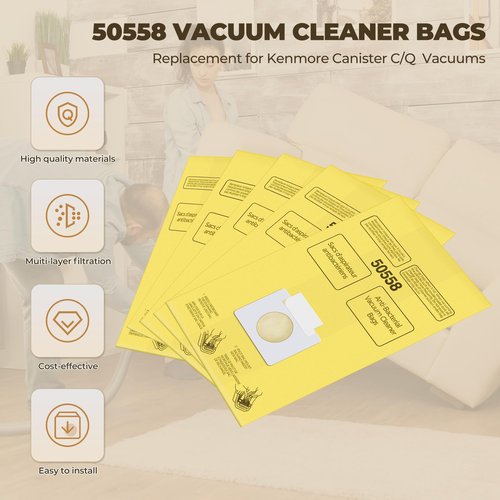 Vacuum Cleaner Bags Replacement for Kenmore Canister Type C/Q 5055, 50555, 50557, 50558, 200 Series, 400 Series, 600 Series, 700 Series, 800 Series and Pana·sonic Type C-5, C-18 Series Vacuum, 10 Pack