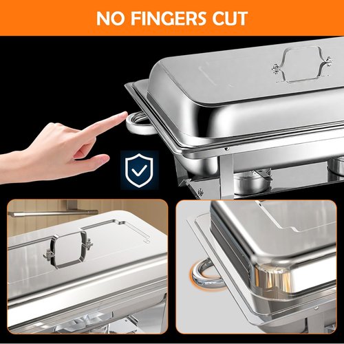 ALSO GO 2 Pack Chafing Dish Buffet Set & 2 Serving Tongs, 9QT Stainless Steel Rectangular Buffet Food Warmer Set with Full Size Food Pans and Folding Frame for Parties, Wedding, Christmas Catering