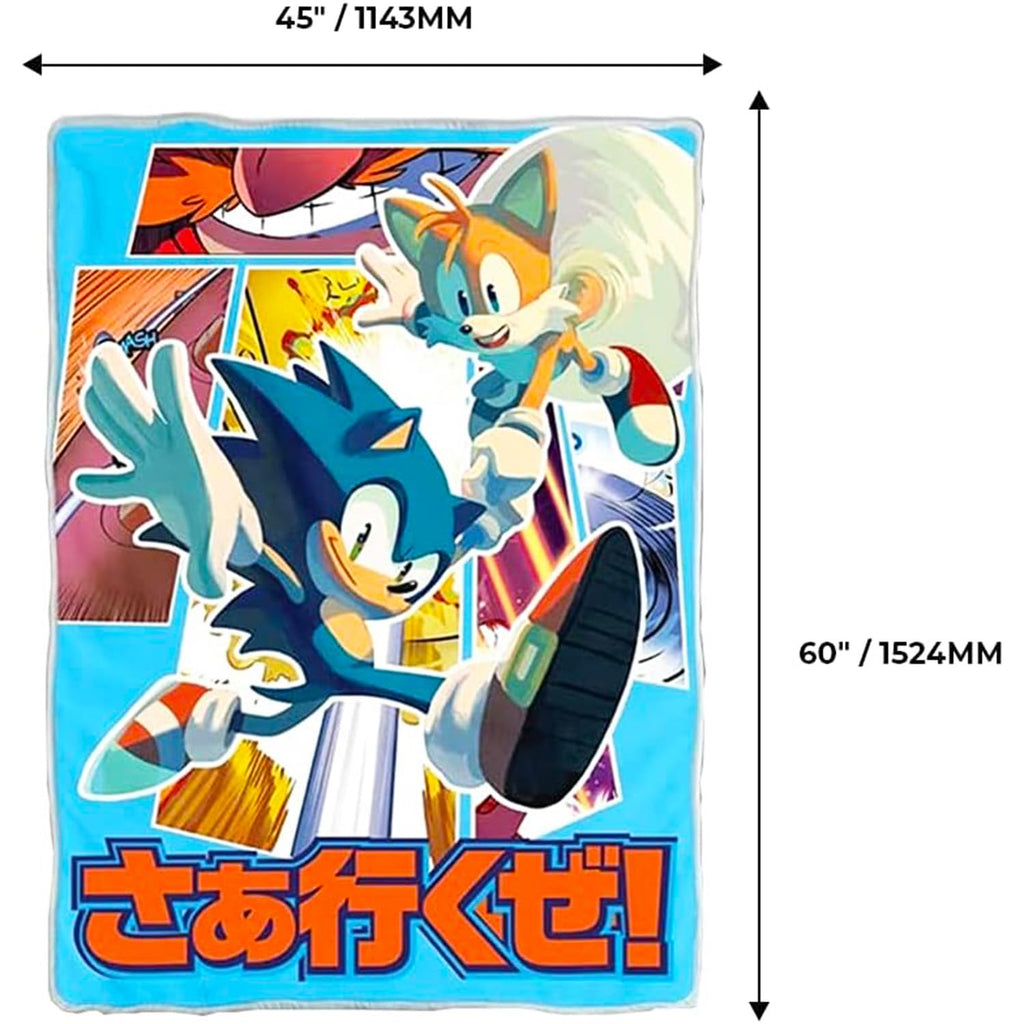 Sonic The Hedgehog Fleece Blanket Set - Bundle with Soft Video Game Blanket Plus Air Freshener, Stickers, More for Kids, Adults, Children | Cozy Sonic Fleece Blanket 45" x 60"
