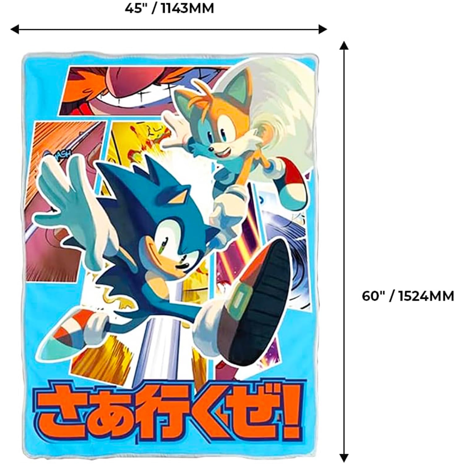 Sonic The Hedgehog Fleece Blanket Set - Bundle with Soft Video Game Blanket Plus Air Freshener, Stickers, More for Kids, Adults, Children | Cozy Sonic Fleece Blanket 45" x 60"