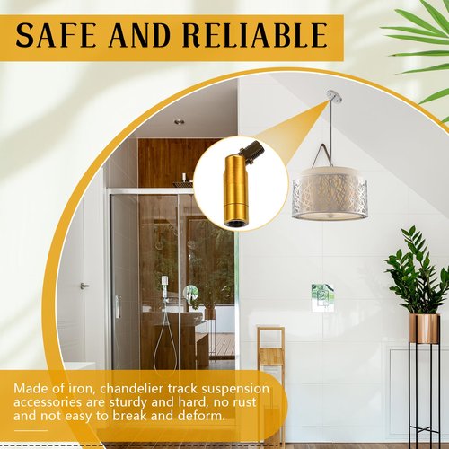 Tondiamo 4 Pcs Golden Sloped Ceiling Light Adapter 180 Degree Pendant Suspension Canopy for Chandelier Track Ceiling Lamp Pendant Vaulted Overhead Light Hanging Helper for Vaulted or Angled Overhead