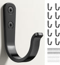 10Pcs Black Metal Wall Hooks by [Brand Name] - Durable Hooks for Hanging Coats, Towels & Bags - Supports Up to 40 lbs