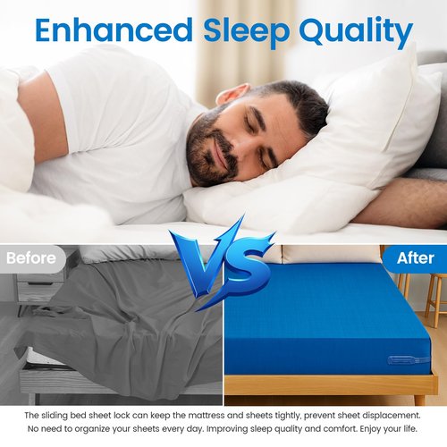 AUKCLAX Bed Sheet Holders for Corners, Bed Sheet Grippers, 4Pcs Fitted Sheet Holder Keep Sheets Firm & Tight, Bed Sheet Straps, Lock Sheet Holders, Bed Sheet Clips Fit Sheet Mattres Easy Install