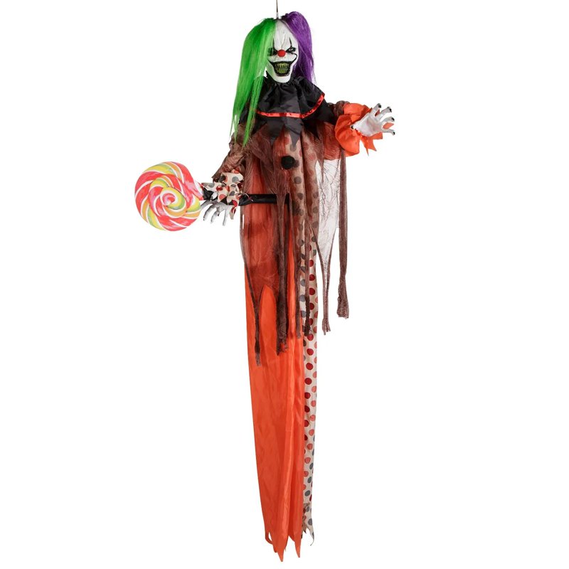 Light-Up Hanging Clown Prop for Halloween Decorations - 4.5 Ft