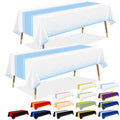 LANLISA White and Blue Tablecloth Party Decorations 12 Pack, Disposable Plastic Table Cloths for Baby Shower Birthday Wedding Party Decor