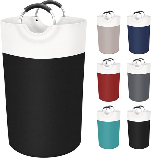 BlissTotes 90L Collapsible Laundry Basket - Waterproof Hamper with Foam Handles | Black