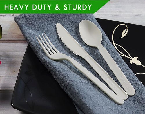 GreenWorks 500 Count 7" Series Heavy-duty Compostable Forks, BPI Certified Individually Wrapped Forks With Compostable Wrapper，Alternative to Plastic Forks