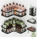 Veken Corner Shower Caddy - Rustproof Adhesive Shelves with Soap Holder | 5-Pack Large Capacity Organizers in Black