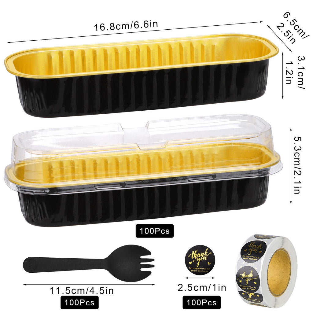 ylnurac 100Pack 6.8oz Mini Cake Pans with Lids Baking Cups Aluminum Foil Pans Tins, Individual Dessert Cups Containers for Sales,Party,Picnics