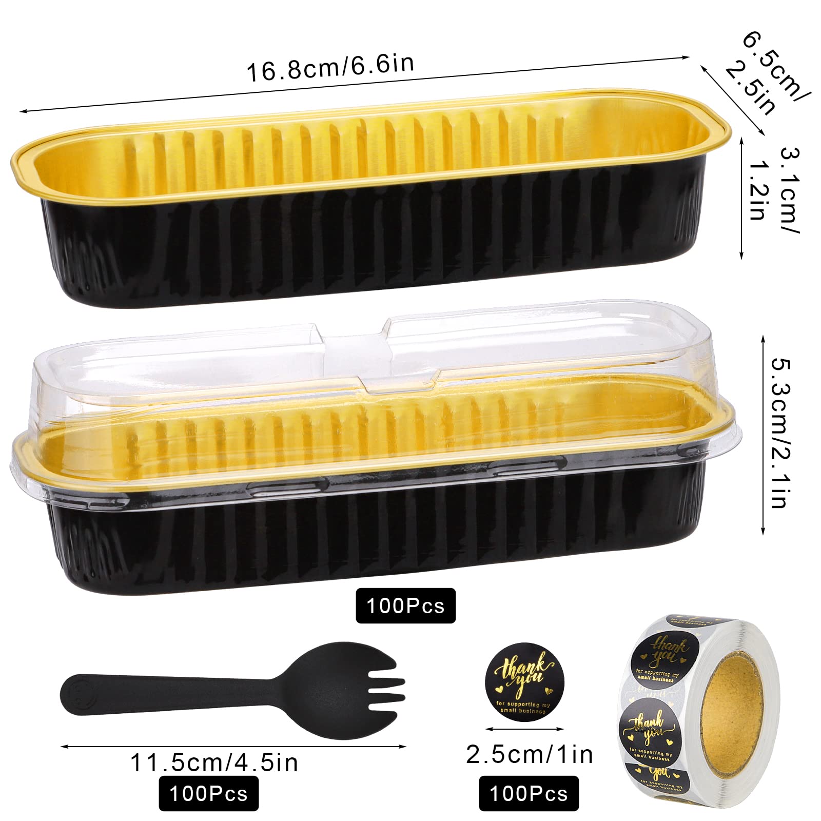 ylnurac 100Pack 6.8oz Mini Cake Pans with Lids Baking Cups Aluminum Foil Pans Tins, Individual Dessert Cups Containers for Sales,Party,Picnics