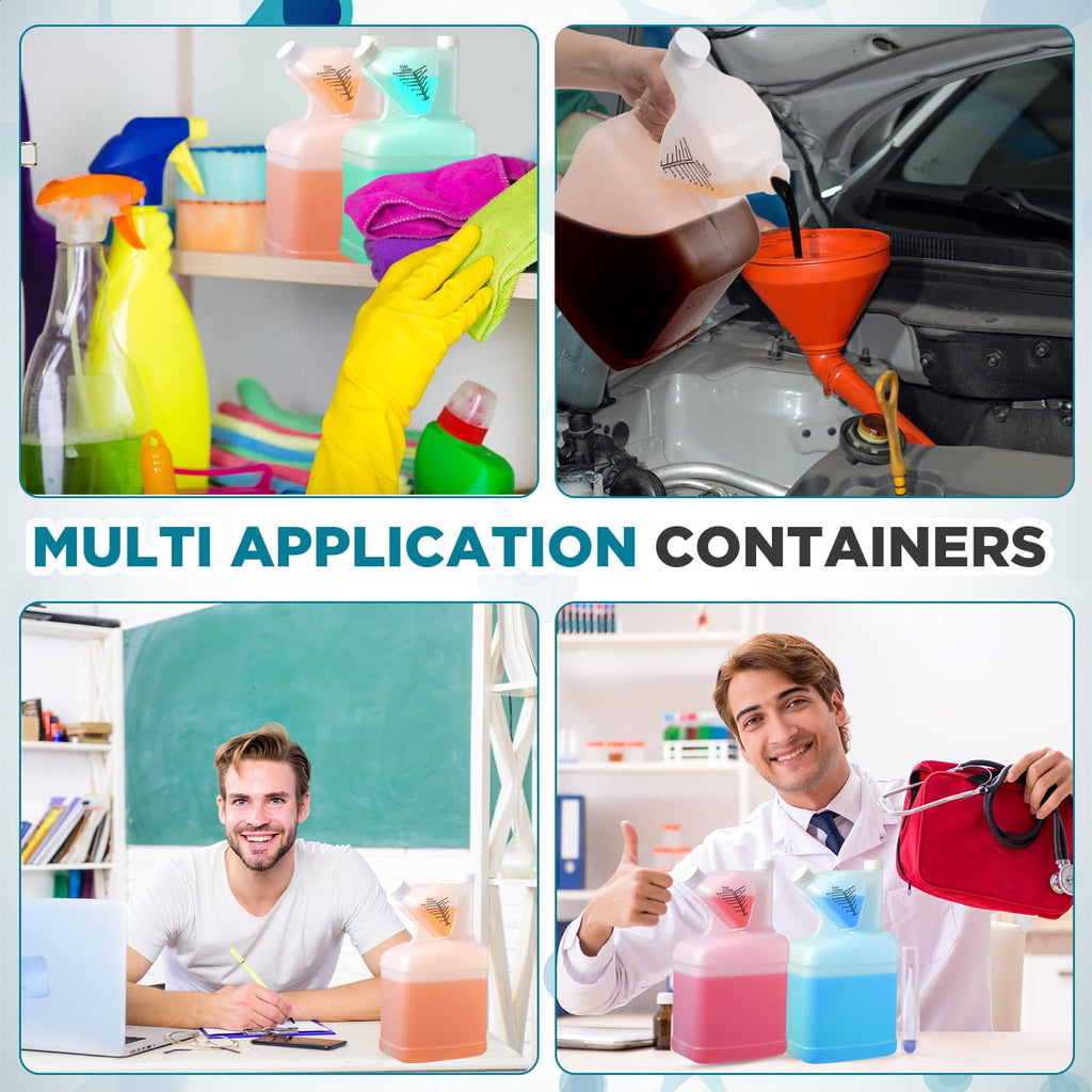 Yiyiring 8 Pcs 128oz Measure Container and Pour Measuring Containers HDPE Plastic Measuring Bottle, 8oz Measure Capacity