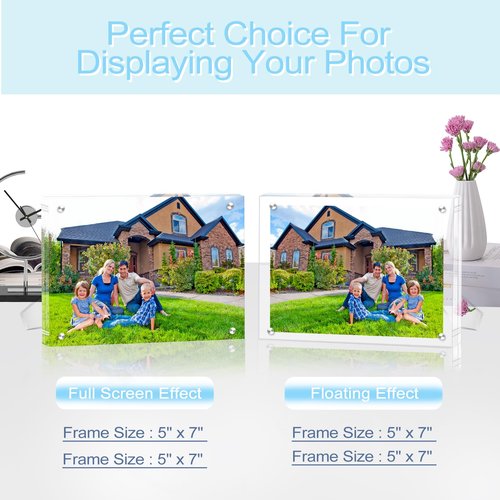 SHZYGQ 2 Pack (8×10) - Acrylic Picture Frames Clear Picture Frames with Stand Magnetic Frame Acrylic Lucite Frameless photo frame Desktop Display