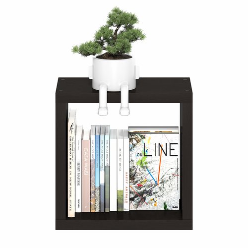 Furinno Cubicle Floating Shelves for Wall, Cube Wall Shelf, Extra Thick Wall Mounted Book Shelf, Single Cube, 16" x 16" x 9.8", for Bathroom, Bedroom, Living Room, Black Dark Oak
