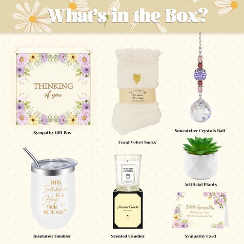 MYKILOS Sympathy Gift Baskets, Sympathy Gifts for Loss of Loved One, Dad, Mom, Husband, Friend, Grief Condolences Bereavement Gift Ideas, Grief Basket for Women, Sorry for Your Loss Care Package