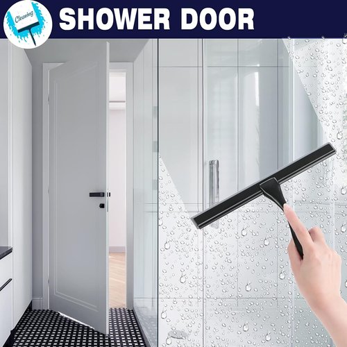 Matte Black Shower Squeegee by [Brand Name] - 10-Inch Stainless Steel for Streak-Free Bathroom & Mirror Cleaning