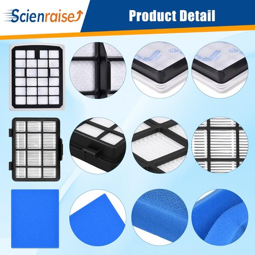 NEN180 Filter Replacement Compatible with Eureka NEN180 NEN186BL Bagless Canister Vacuum Cleaner Replacement Parts, 2 HEPA Filters & 2 Dust Cup Filters Element, 4 Pack