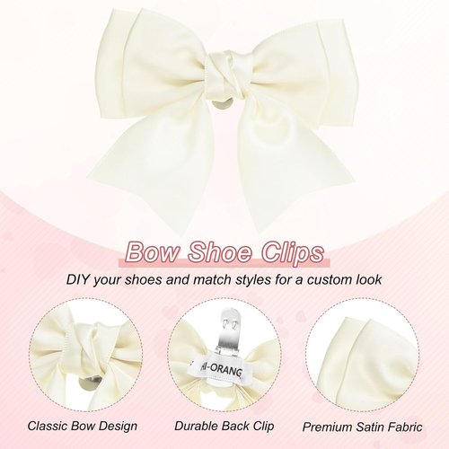 M METERXITY Bow Shoe Clips - Elegant Satin Detachable Buckles for Women | 2-Pack for DIY Decor & Weddings