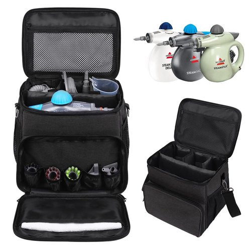 Keureedg Carry Case Compatible with Bissell SteamShot Hard Surface Steam Cleaner 39N7V/39N7A, Adjustable Compartments Steam Cleaner Storage Bag with Extra Pockets for Accessories