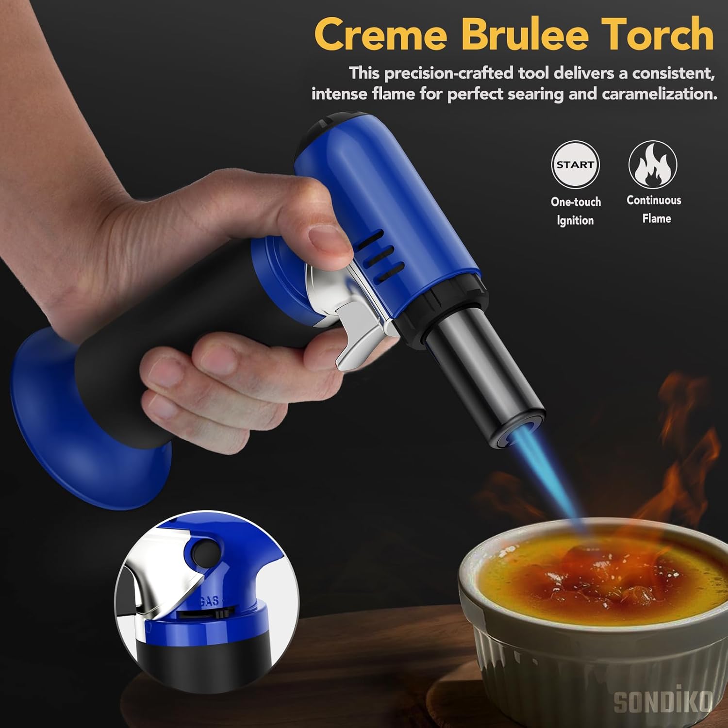Sondiko Butane Torch Lighter - Refillable Soldering Tool with Adjustable Flame & Visible Fuel Window