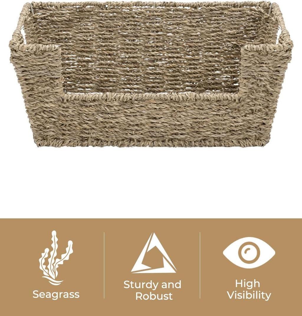 StorageWorks Wicker Storage Basket - Stackable Seagrass Baskets for Pantry Organization | 2-Pack
