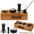 Roowest 5 Pack 54 mm Espresso Accessories Kit Wooden Tamper Station Coffee Distributor Stirrer Tamping Mat with Brush, Multipurpose Tools for Bar Home Office