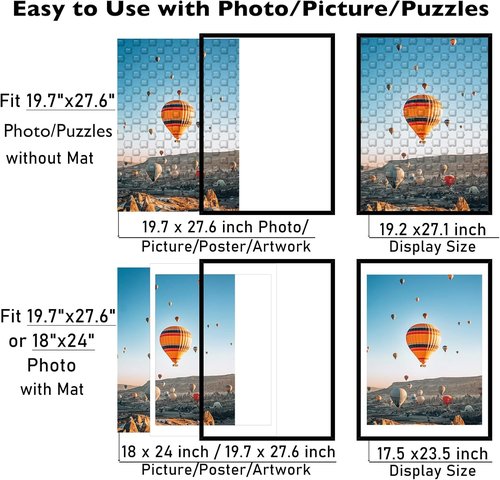JCJMY Puzzle Frame - Display 1000-Piece Puzzles | Fits 19.7x27.6 Inch or 18x24 Inch with Mat - Black