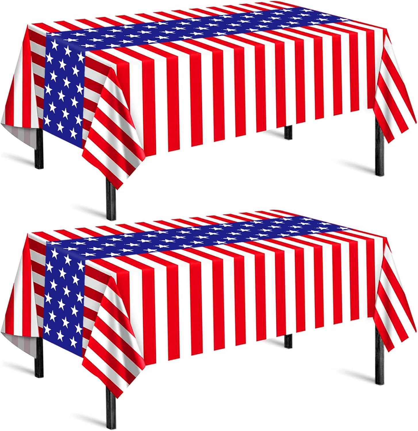 Patriotic Tablecloth by [Brand Name] - 2 Pack Red, White & Blue Disposable Plastic | 54” x 108” for 4th of July Celebrations