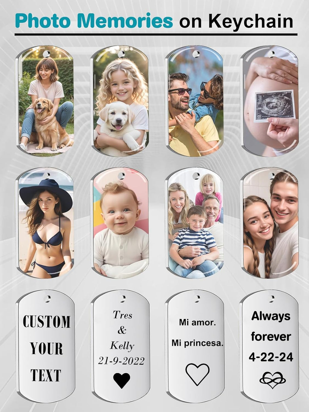Skiennix Custom Keychain | Personalized Photo & Text Gift for Boyfriend, Dad, or Men