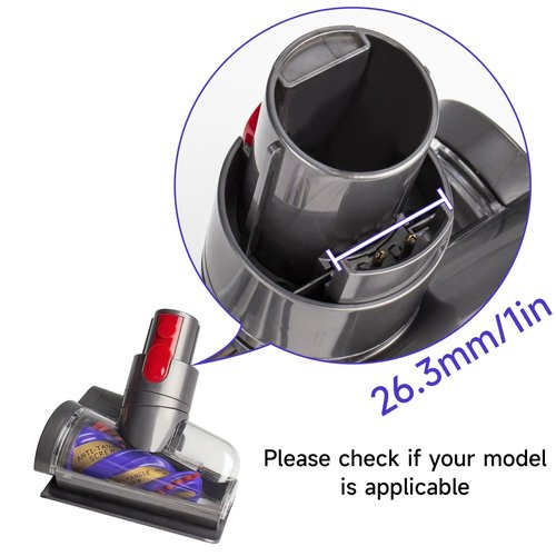 Mini Motorized Tool Brush Head Replacement For Dyson Cordless Vacuum Cleaner Head Anti-Tangle V7, V8, V10, V11, V15 - Effortlessly Tackle Pet Hair on Couches, Bed, Carpets