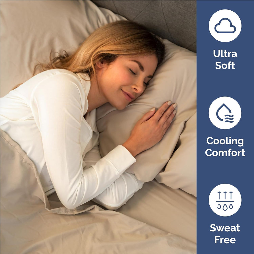 Skiennix Twin XL Sheet Set - Ultra-Soft Cooling Bedding - Deep Pockets, Wrinkle-Free - Cream Color