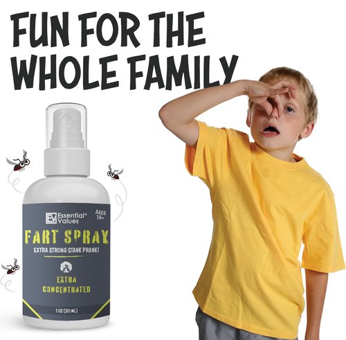 Essential Values Fart Spray for Pranks Extra Strong (1 fl oz) - Extra Concentrated Formula - Perfect Gag Gift for All | Prank Friends, Family, & Others if You Dare