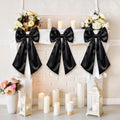 Suncalla Large Satin Bow Decorations - 3 Pcs 2 FT Hanging Wall Decor for Weddings & Parties | Black