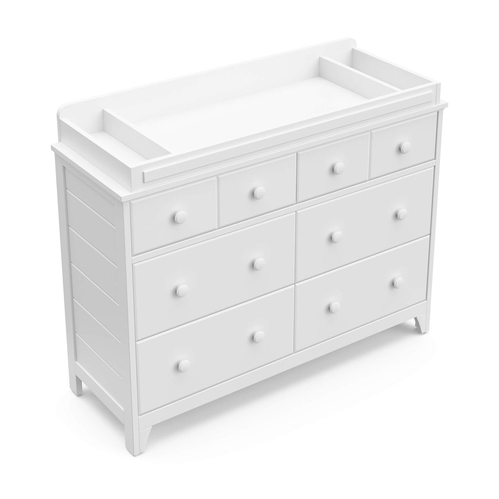 Storkcraft Universal Changer Topper (White) - Transforms Dresser Into Baby Changing Station, Fits Standard Size, 3 Compartments Essentials, Soft Felt Bottom