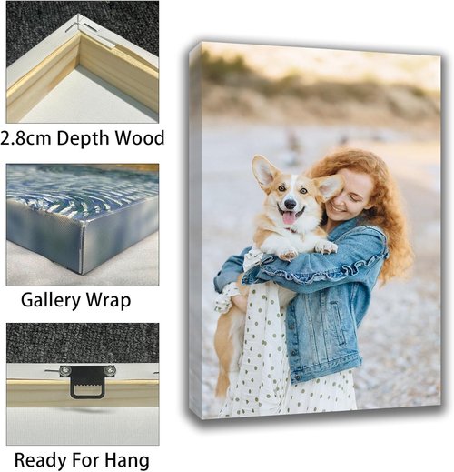 Custom Canvas Prints - Personalized Wall Art with Your Photos | Framed 16x20 Canvas for Family & Pet Gifts