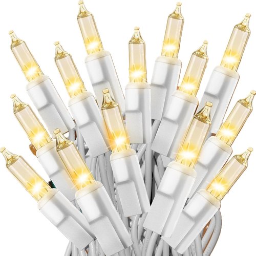 Holiday Pride White Christmas Tree Lights - 100 Clear White String Lights on White Wire - 24 Ft for Indoor/Outdoor Use