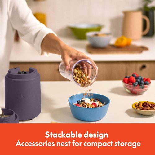 Bella Portable Rocket Blender - 6-Piece Juicer & Smoothie Maker | BPA-Free, 240W, Plum Color